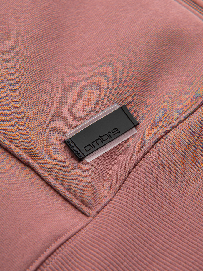 BASIC men's unbuttoned cotton sweatshirt - dark pink V4 OM-SSBZ-0160