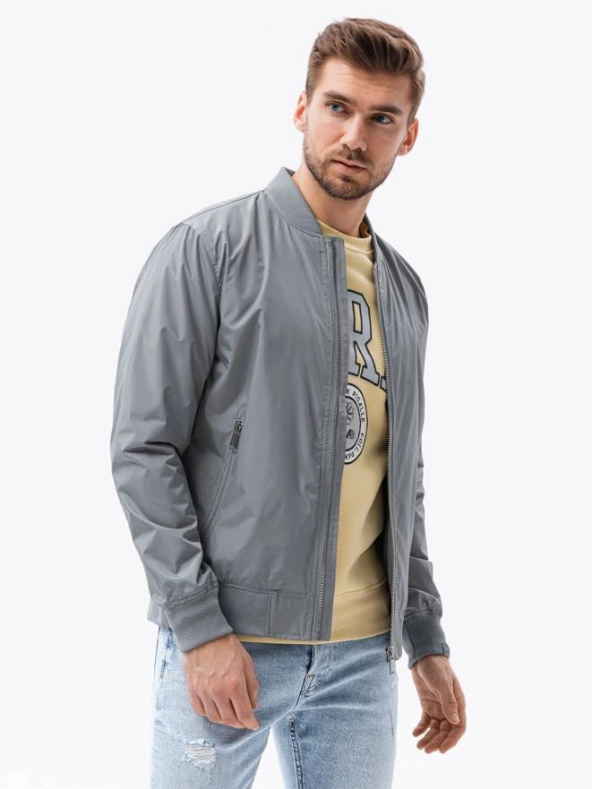 Men's mid-season bomber jacket - grey C439