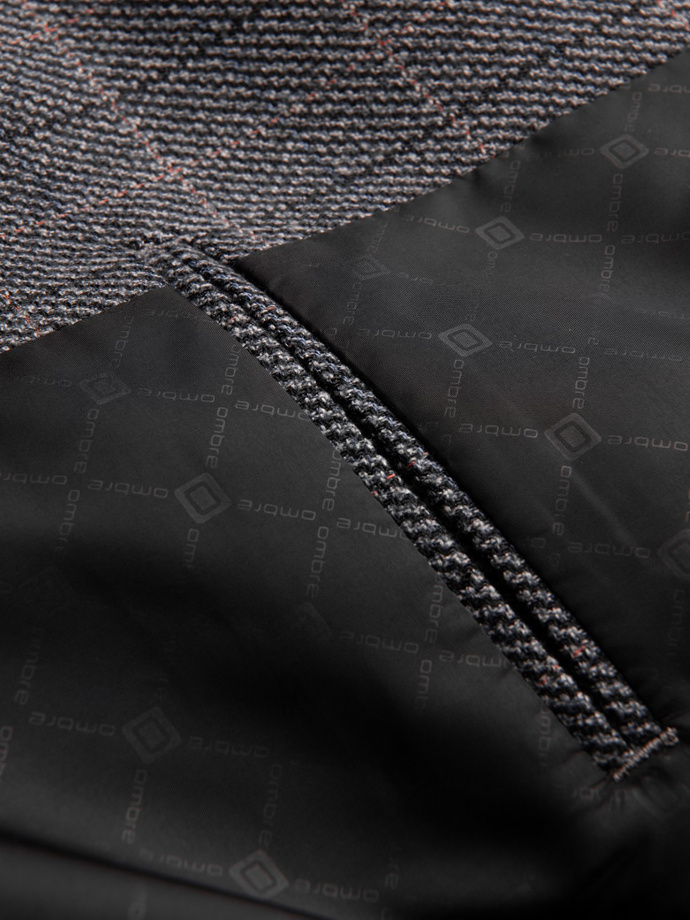 Men's jacquard blazer in delicate check - graphite V1 OM-BLZB-0119