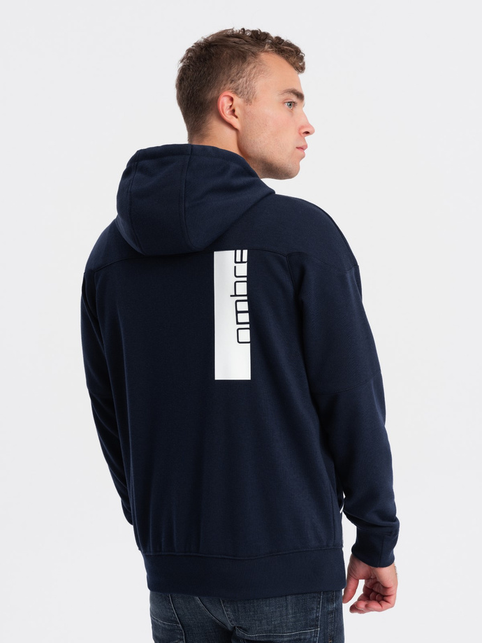 Bluza męska rozpinana z kapturem - granatowa V3 OM-SSZP-22FW-006