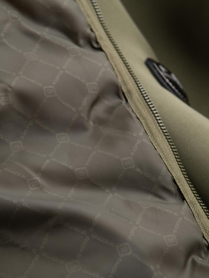 Men's quilted bomber jacket - dark olive green V3 OM-JALP-0141