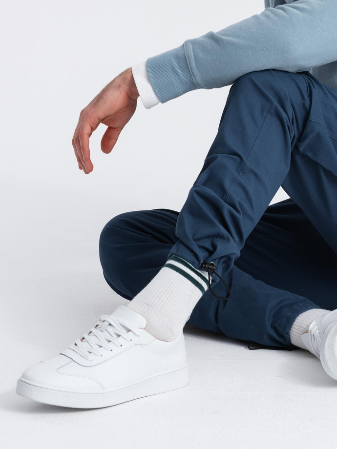 Men's cargo pants STRAIGHT LEG with triangle pins on pocket - dark blue V4 OM-PACG-0196