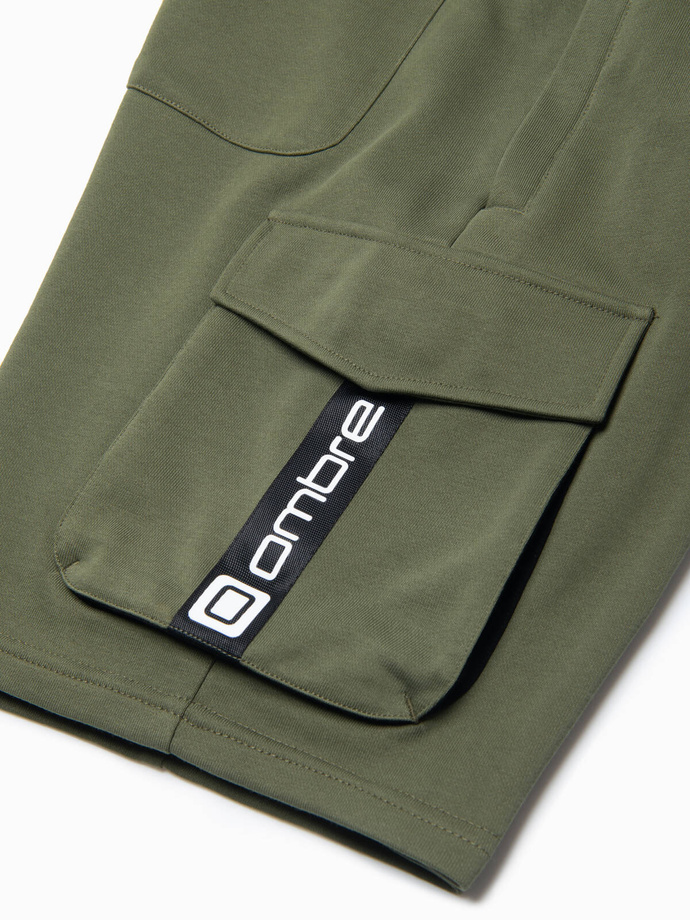 Men's shorts with cargo pockets - olive V4 OM-SRSK-0106