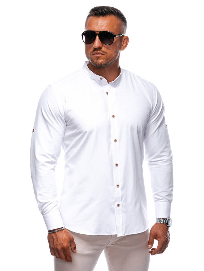 Koszula męska z długim rękawem K693 - biała