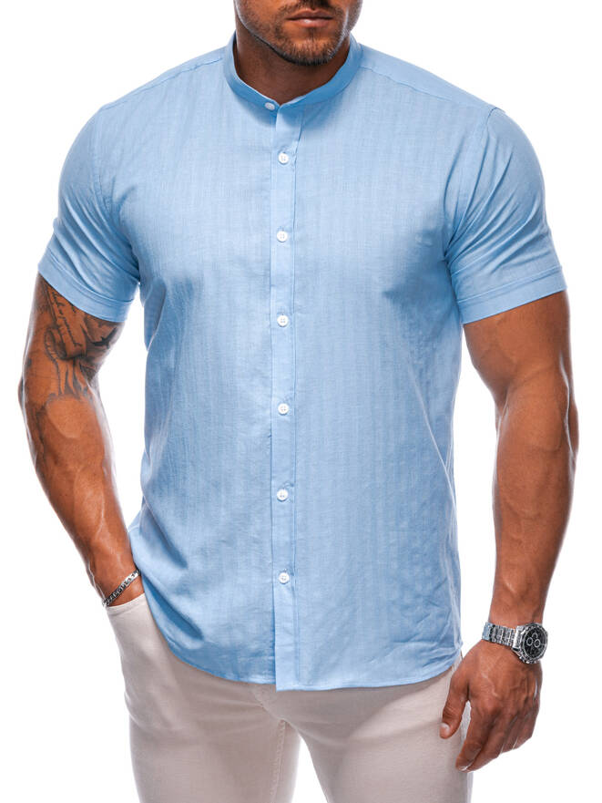 Koszula męska z krótkim rękawem K690 - błękitna