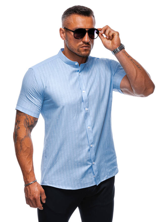 Koszula męska z krótkim rękawem K690 - niebieska