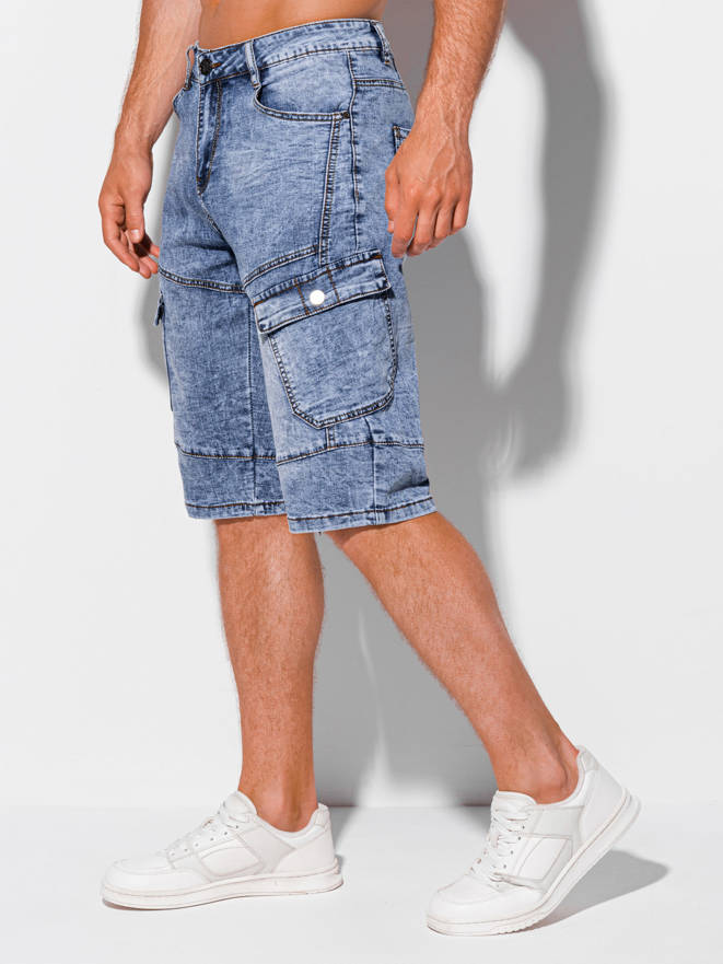 Krótkie spodenki męskie jeansowe W418 - niebieskie