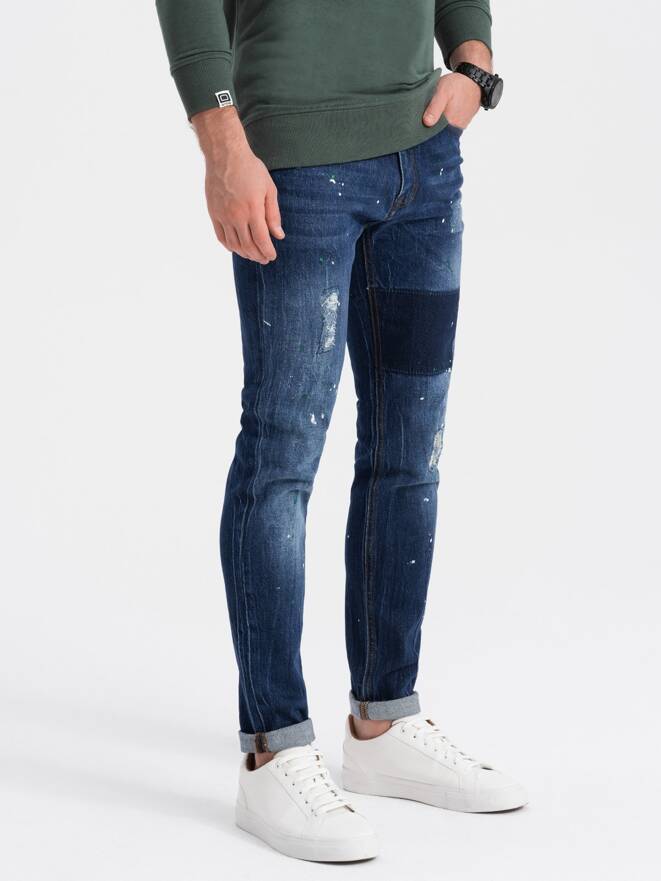 Spodnie męskie jeansowe SKINNY FIT - niebieskie V2 P1063