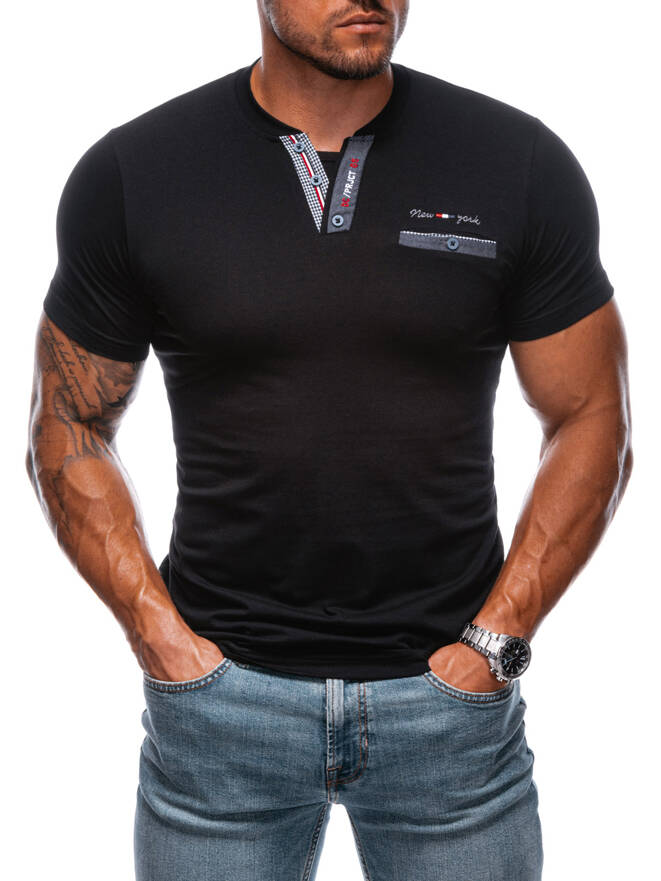 T-shirt męski z nadrukiem S1991 - czarny