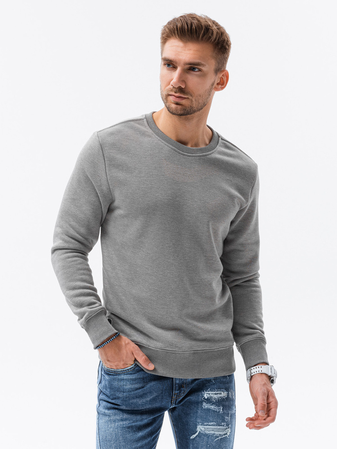 Bluza męska bez kaptura BASIC - szary melanż V2 B978