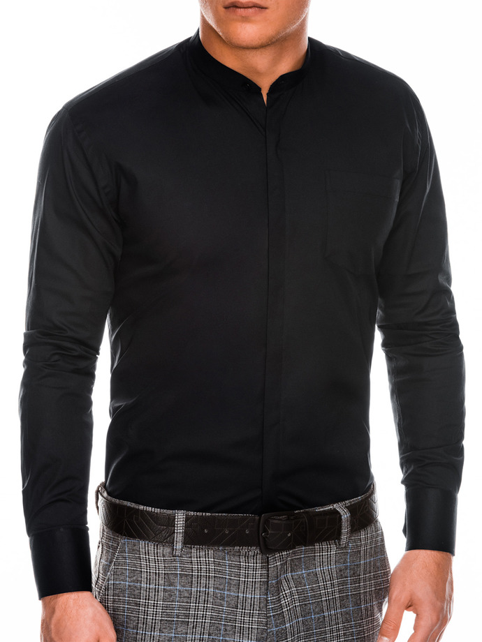 Koszula męska elegancka z długim rękawem BASIC - czarna K307