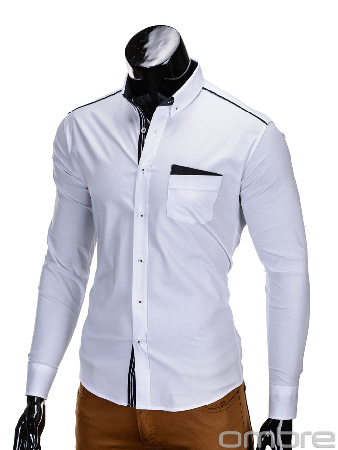 Koszula męska elegancka z długim rękawem K207 - biała