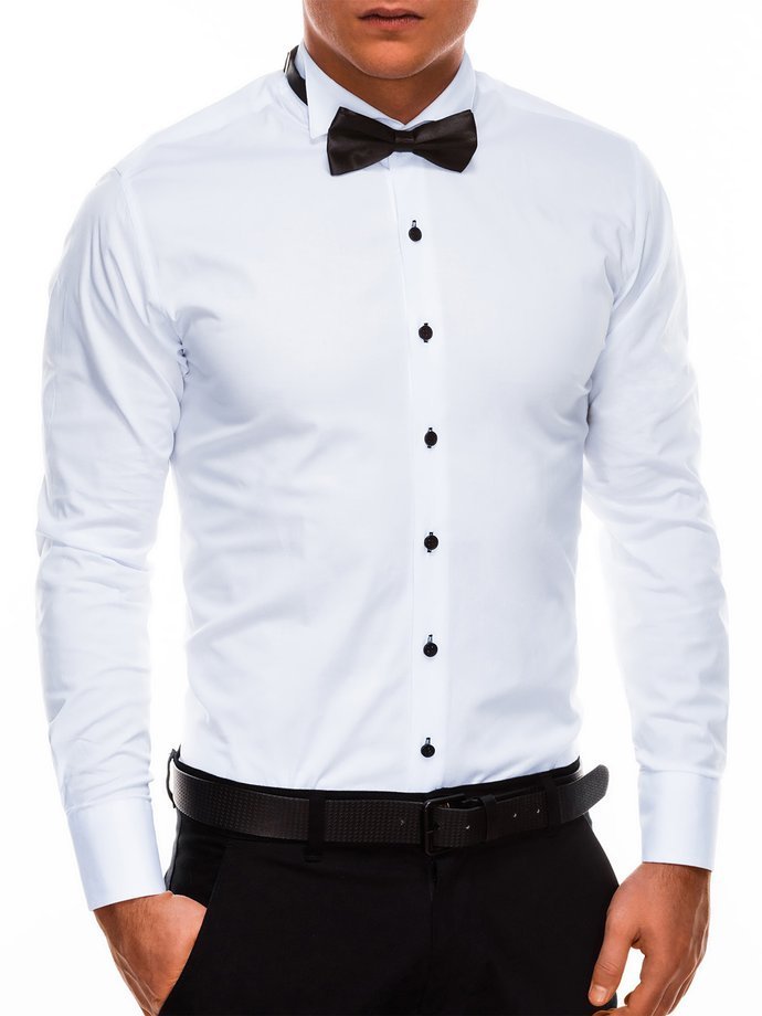 Koszula męska elegancka z długim rękawem K309 - biała
