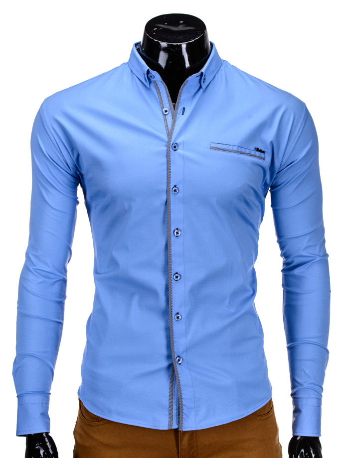 Koszula męska elegancka z długim rękawem - błękitna K294