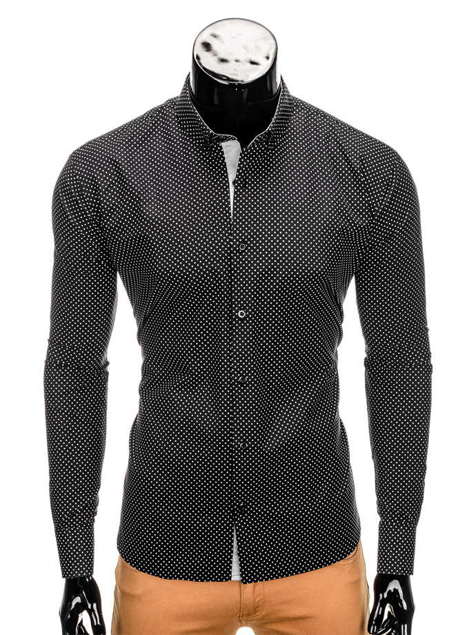 Koszula męska elegancka z długim rękawem - czarna K326