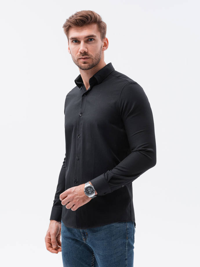 Koszula męska elegancka z długim rękawem - czarny K592