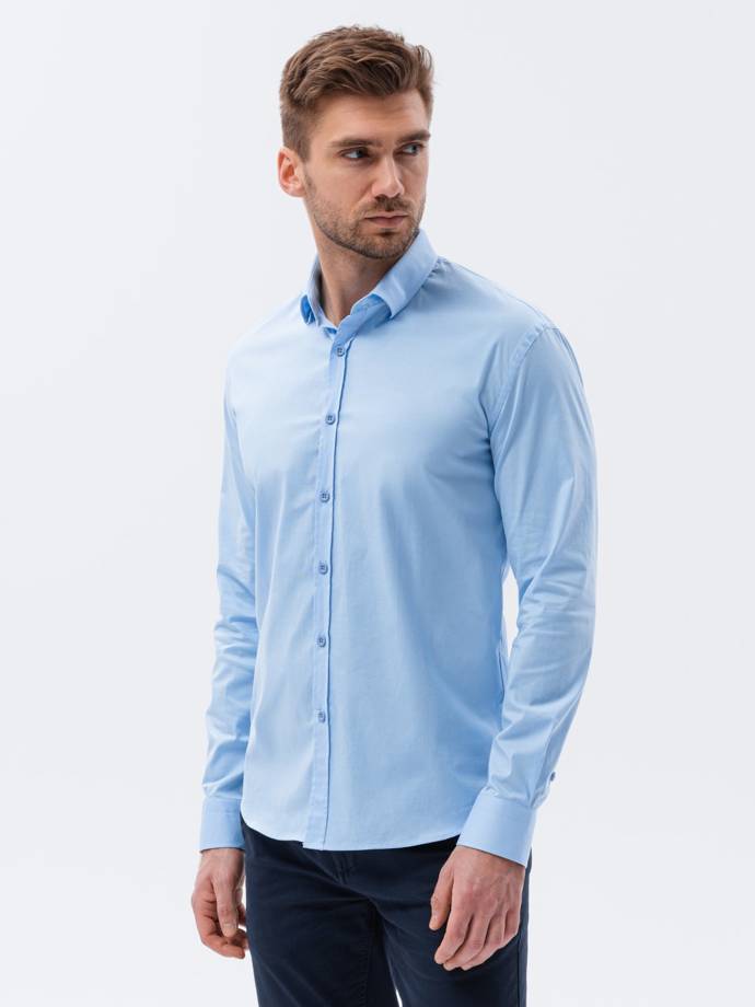 Koszula męska z długim rękawem SLIM FIT - niebieska V11 K641