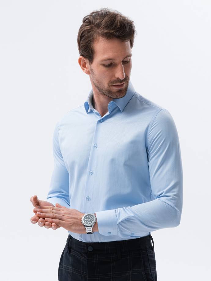 Koszula męska z długim rękawem - błękitna K593