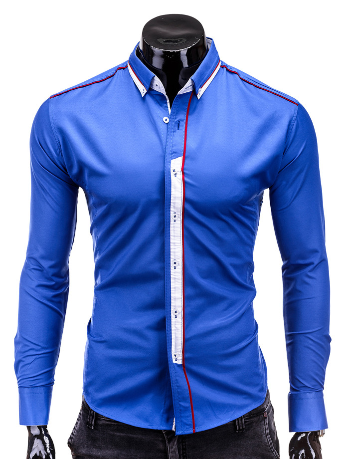 Koszula męska z długim rękawem - niebieski K155