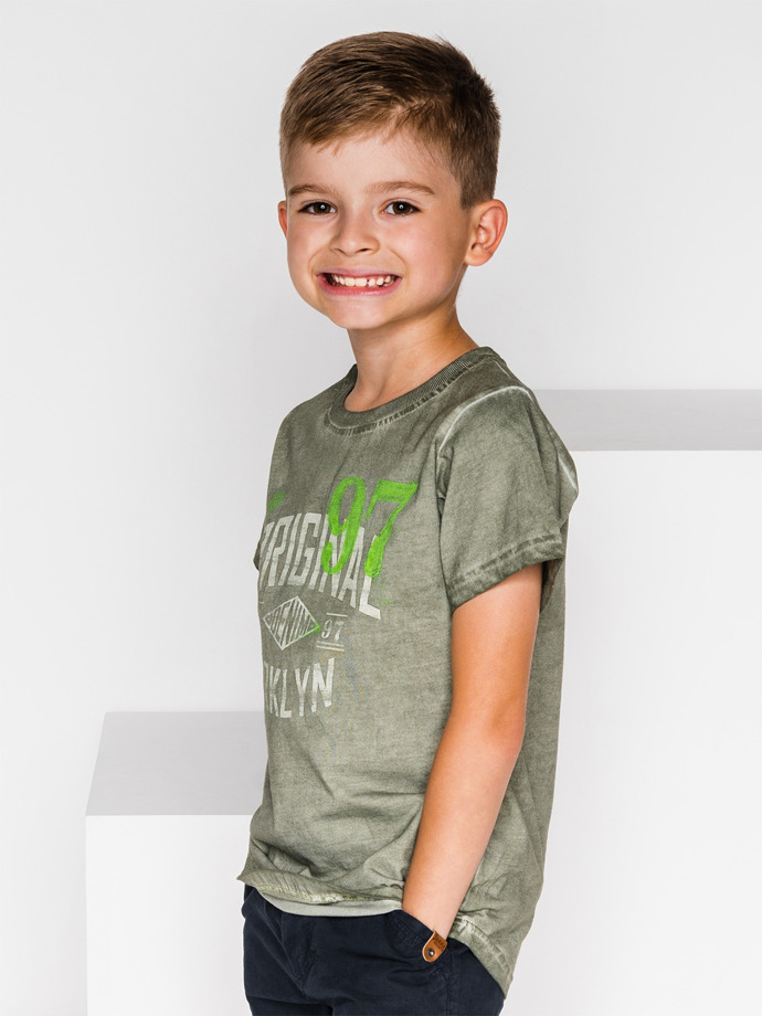 Koszulka dziecięca z nadrukiem KS021 - khaki KS021