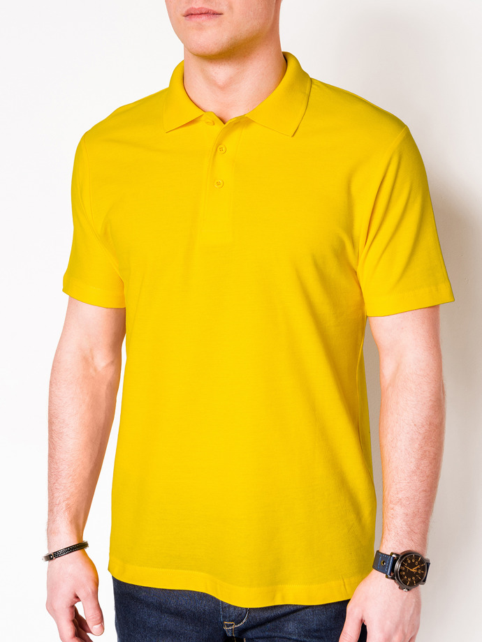 Koszulka męska polo bez nadruku S715 - żółta