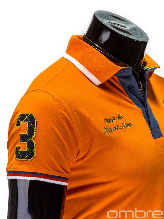 Koszulka polo męska z nadrukiem S505 - pomarańczowa