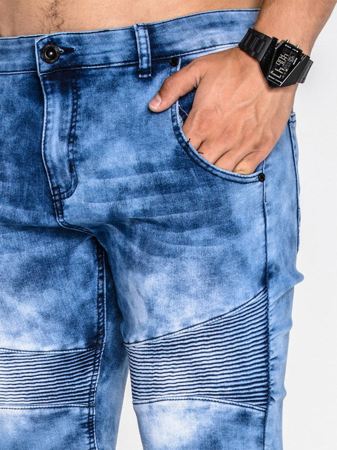 Krótkie spodenki męskie jeansowe P528 - niebieskie