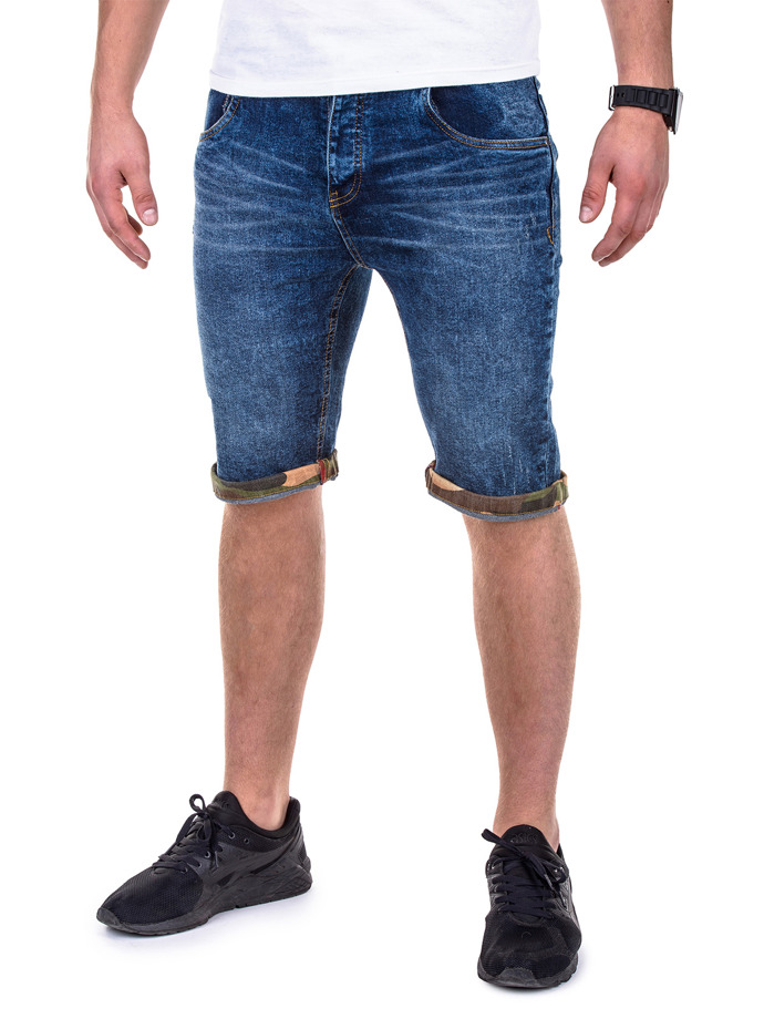Krótkie spodenki męskie jeansowe - niebieskie P415