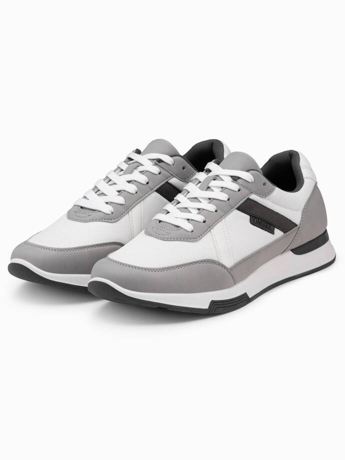 Męskie buty sneakersy z siateczką mesh - szare V2 OM-FOSL-0153