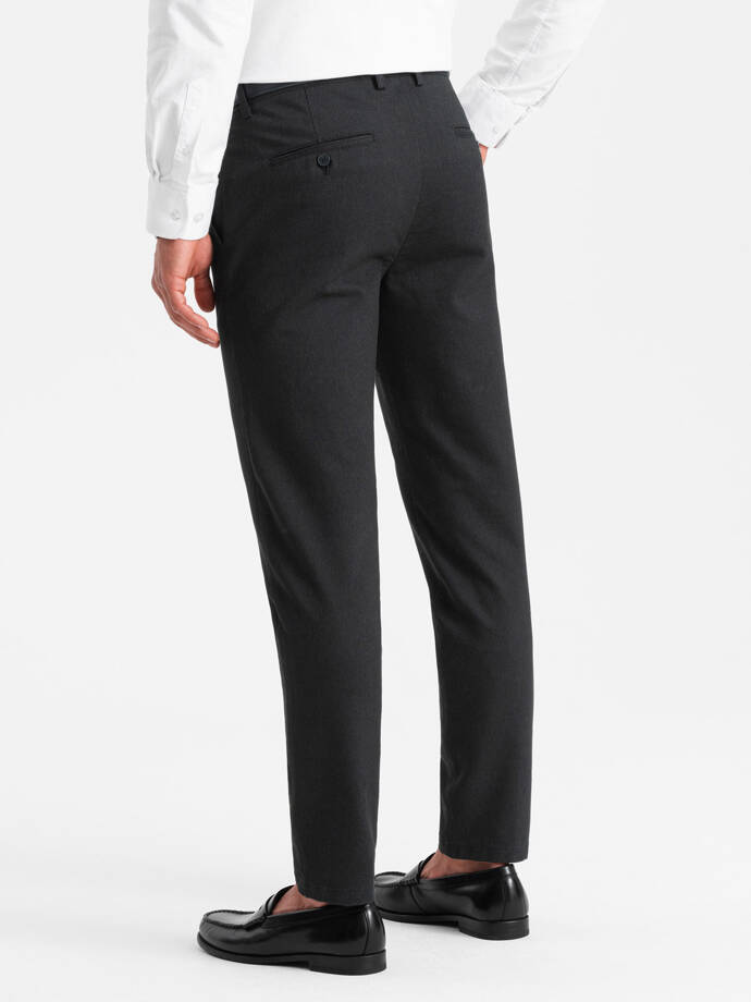 Męskie klasyczne spodnie chino z delikatną teksturą - czarne V5 OM-PACP-0188
