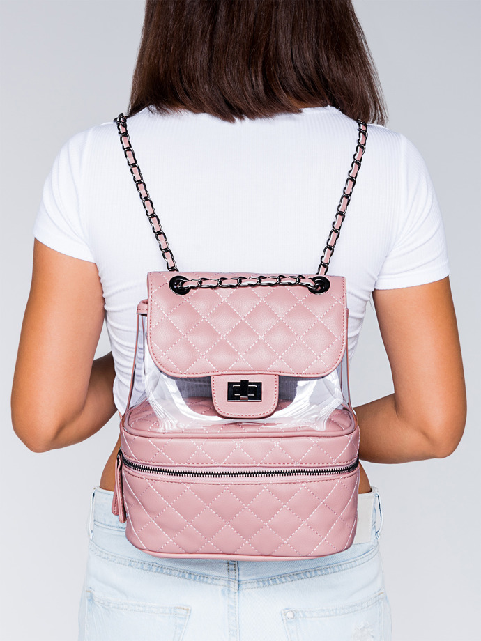 Pudrowo różowy pikowany plecak BLR185