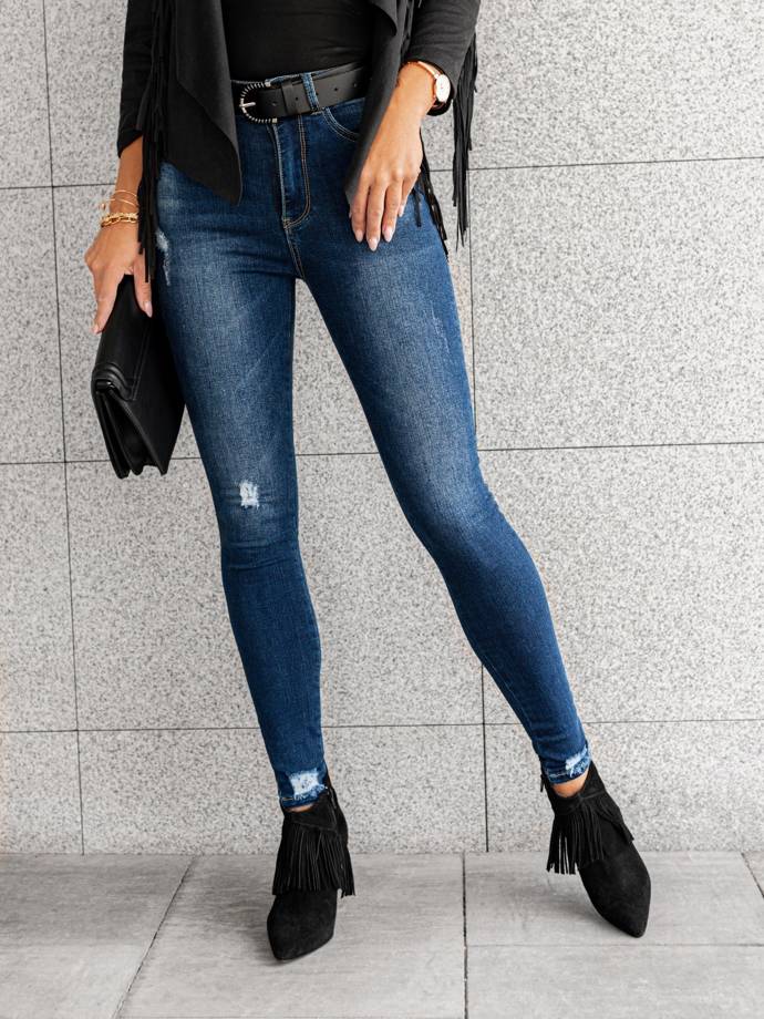 Spodnie damskie jeansowe PLR089 - niebieskie