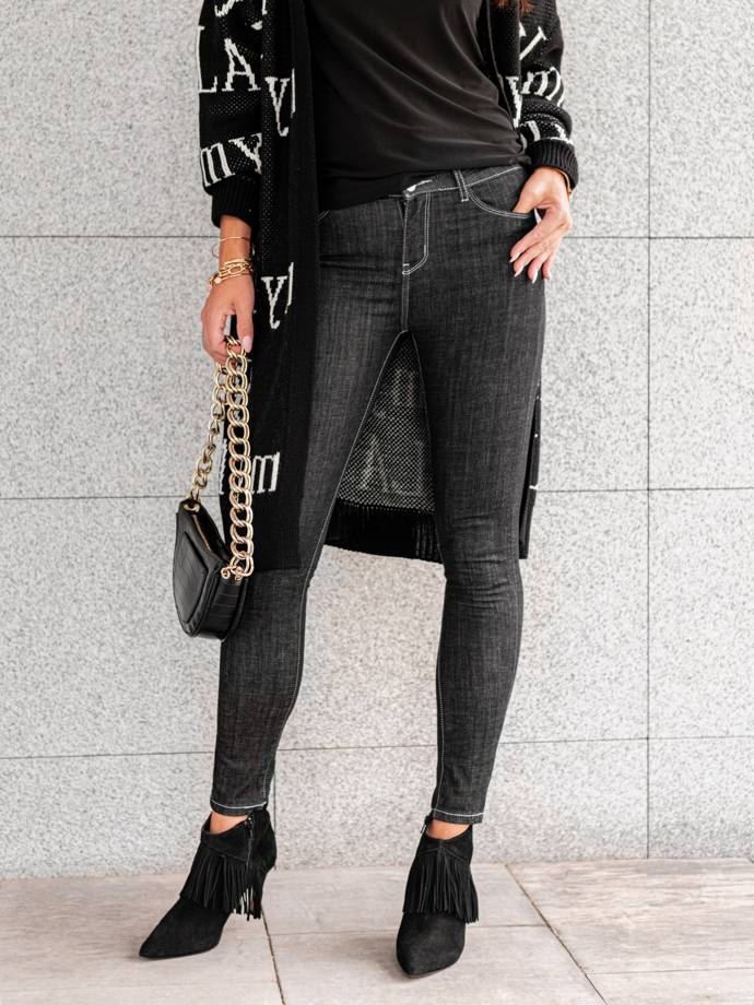 Spodnie damskie jeansowe PLR092 - czarne
