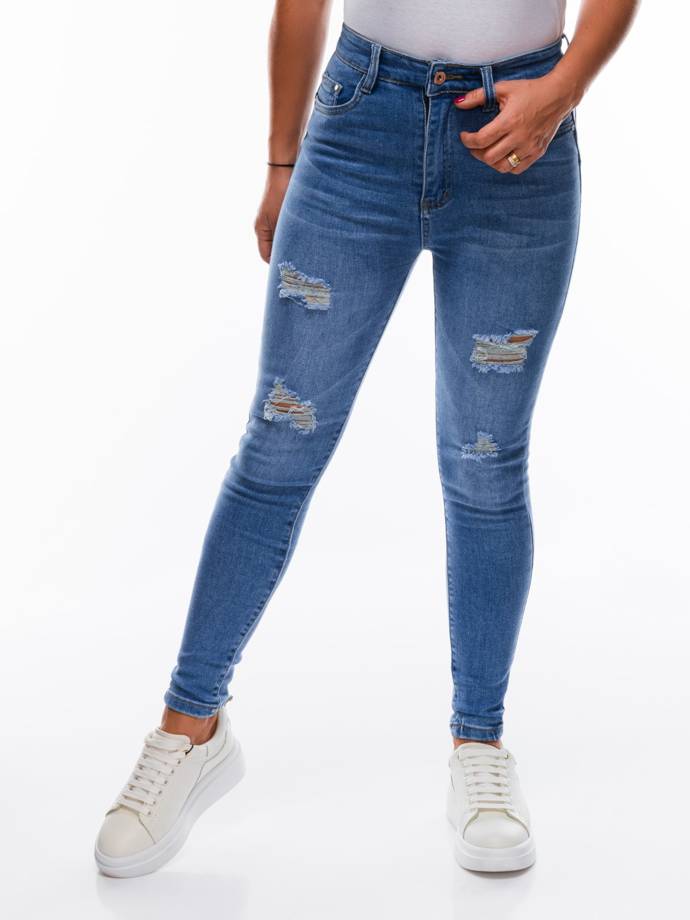 Spodnie damskie jeansowe PLR205 - niebieskie