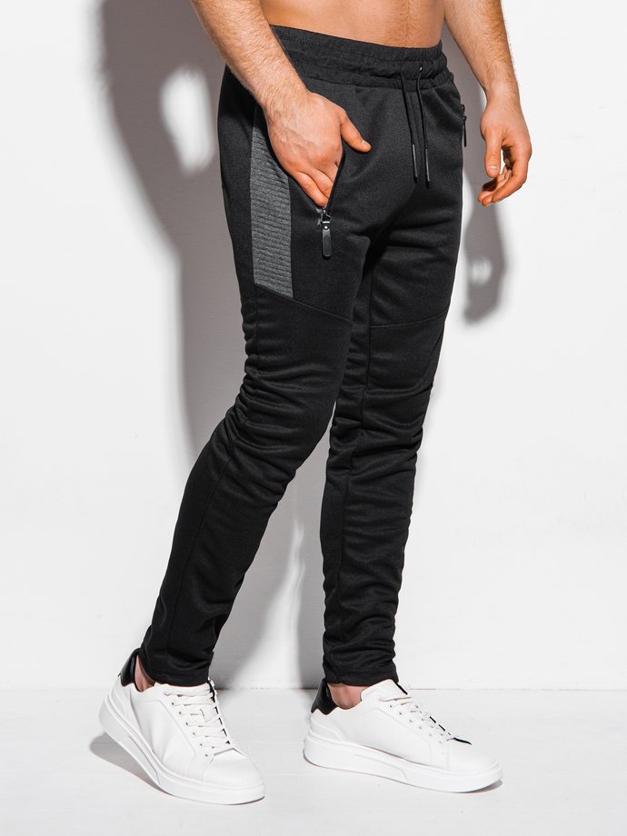 Spodnie męskie dresowe P1011 - czarne