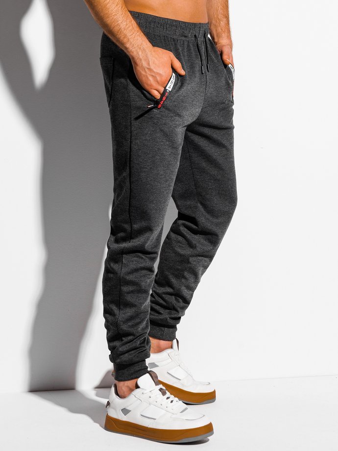Spodnie męskie dresowe P1051 - grafitowe