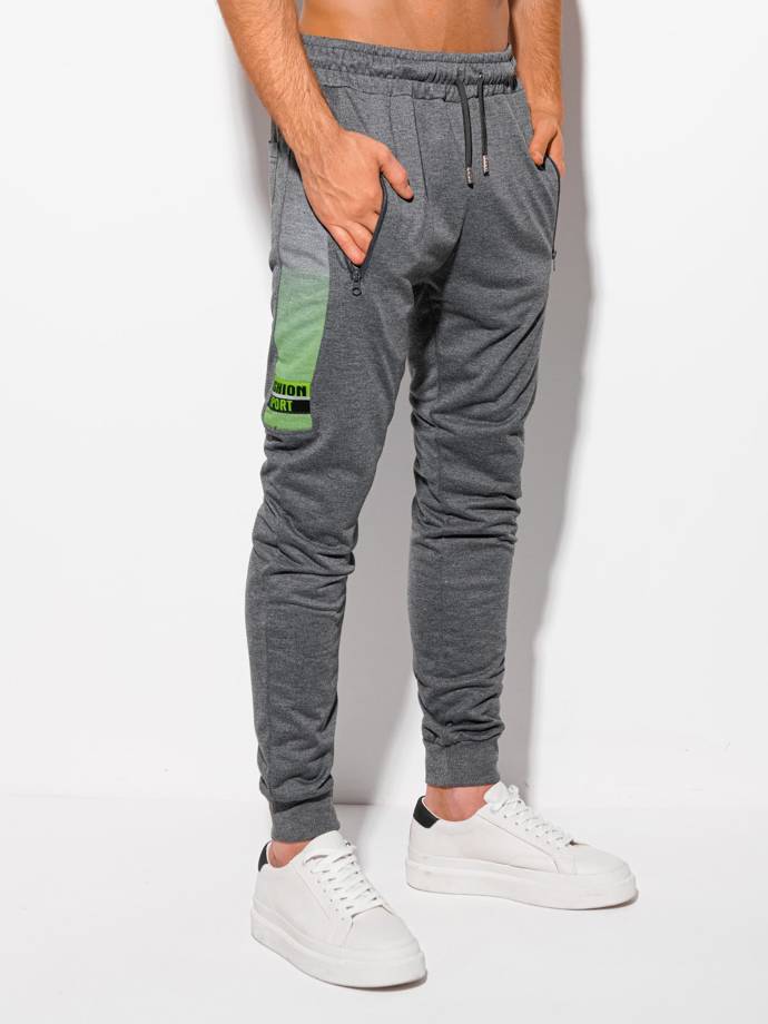 Spodnie męskie dresowe P1236 - grafitowe