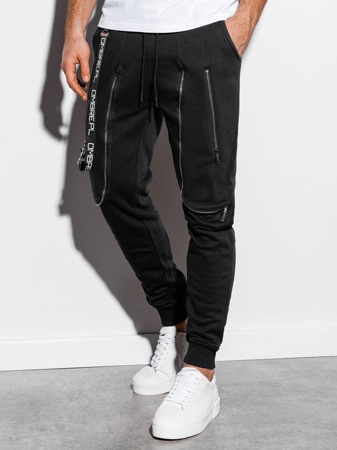 Spodnie męskie dresowe - czarne P735