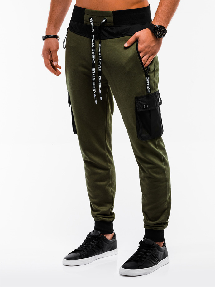Spodnie męskie dresowe - khaki P645
