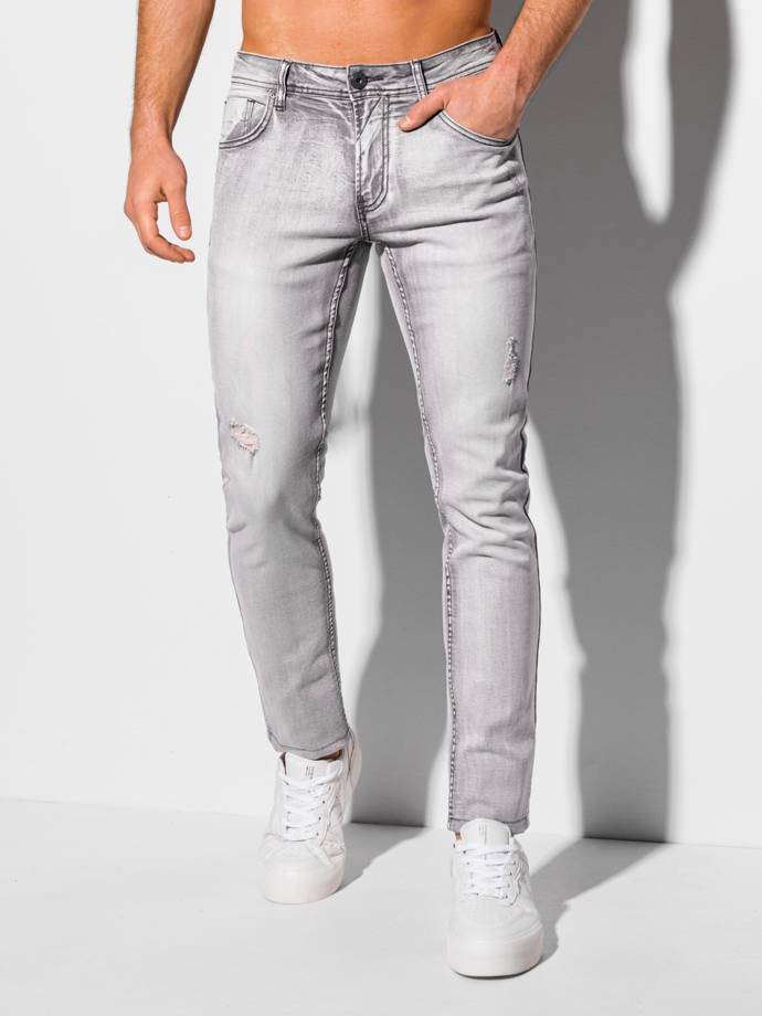 Spodnie męskie jeansowe P1085 - szare