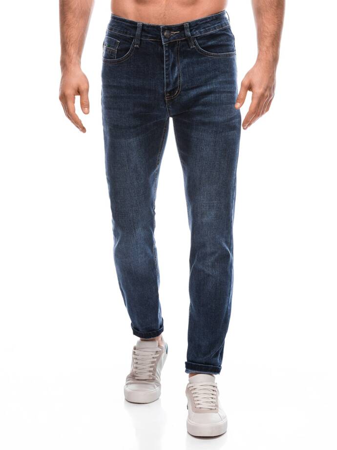 Spodnie męskie jeansowe P1439 - ciemnoniebieskie