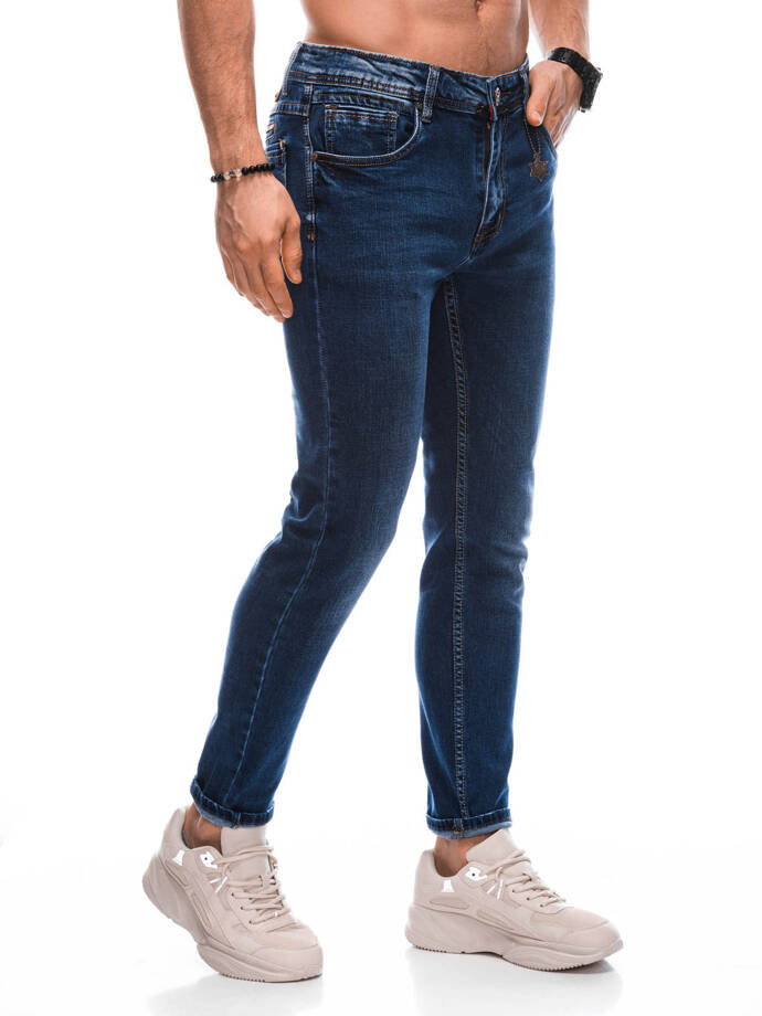 Spodnie męskie jeansowe P1444 - niebieskie