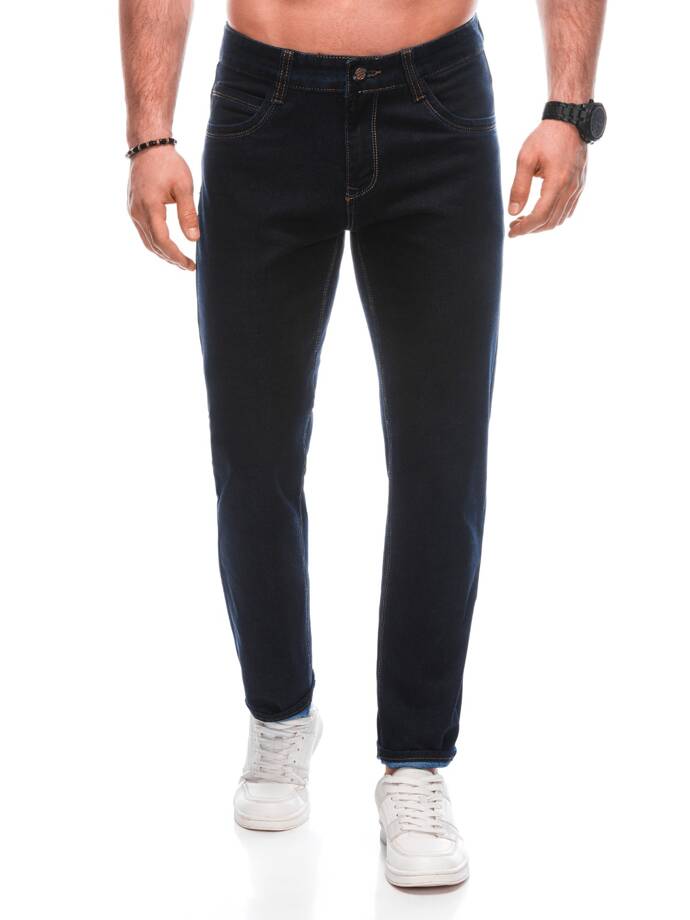 Spodnie męskie jeansowe P1467 - ciemnoniebieskie