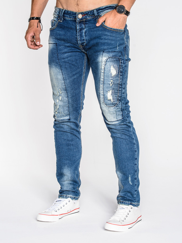 Spodnie męskie jeansowe P543 - niebieskie