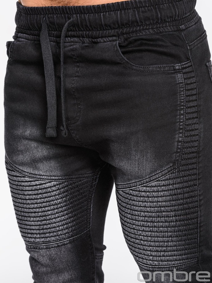 Spodnie męskie jeansowe joggery P481 - czarne