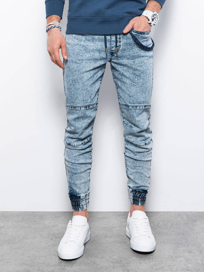 Spodnie męskie jeansowe joggery - jasnoniebieskie V1 P1056