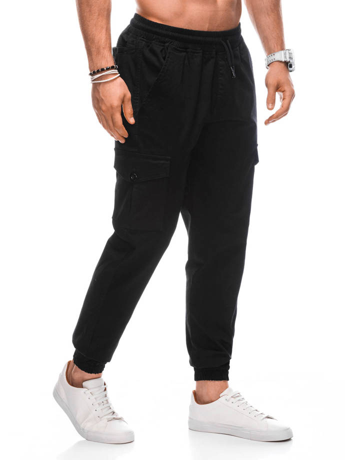 Spodnie męskie joggery P1406 - czarne
