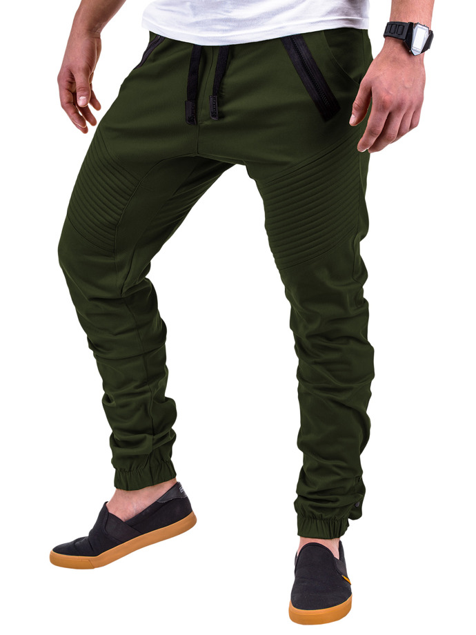 Spodnie męskie joggery - zielone P389