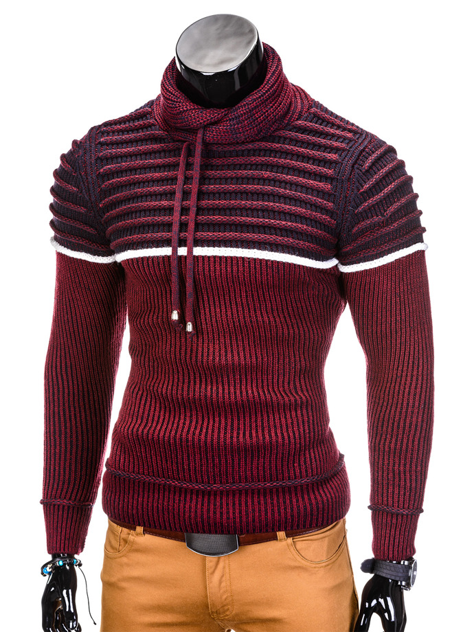 Sweter męski E101 - bordowy