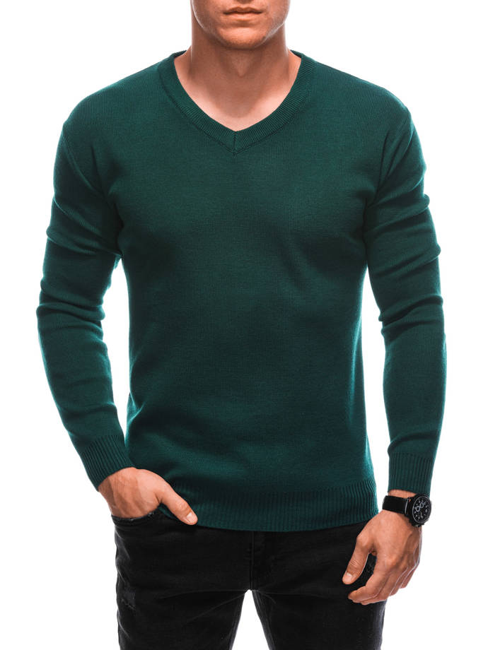 Sweter męski E225 - ciemnozielony